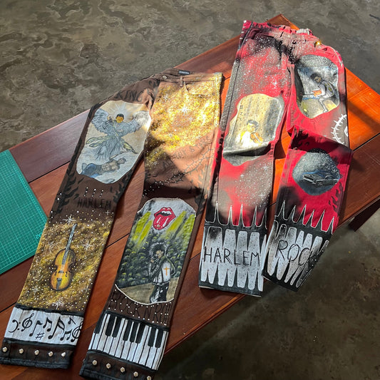 Custom hand painted jeans | custom painting on pants