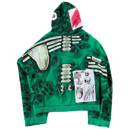 Human skeleton anatomy hoodie, hand painted 1of1 clothes